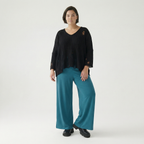 AKH Fashion Hose in gerader Form, aus Materialmix, 1536.00225, Petrol, Ausgefallen, Schick