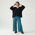  AKH Fashion Hose in gerader Form, aus Materialmix, 1536.00225, Petrol, Ausgefallen, Schick