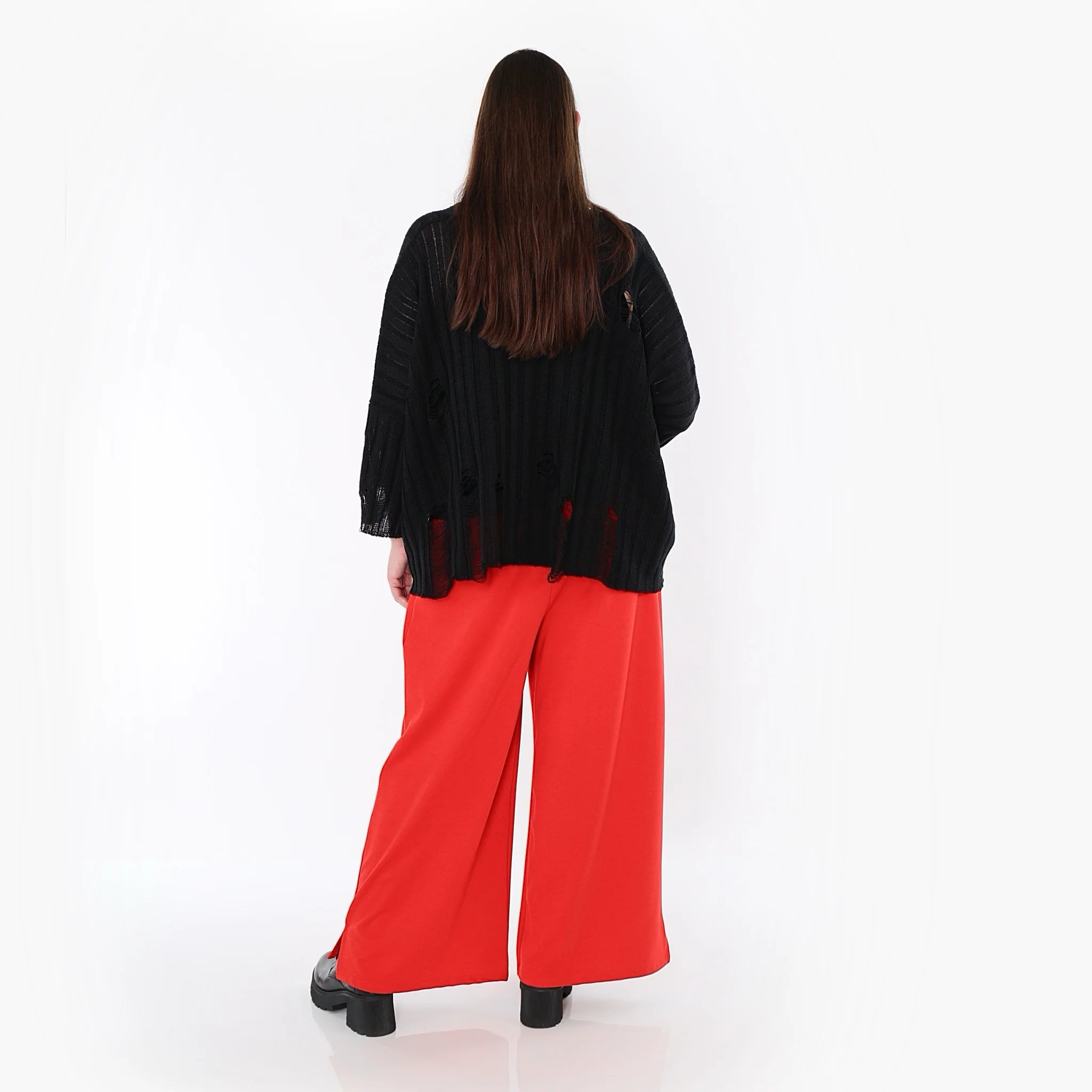  AKH Fashion Hose in gerader Form, aus Materialmix, 1536.00225, Rot, Ausgefallen, Zeitlos