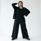  AKH Fashion Hose in gerader Form, aus Materialmix, 1536.00225, Schwarz, Ausgefallen