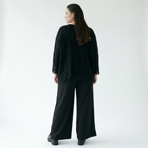  AKH Fashion Hose in gerader Form, aus Materialmix, 1536.00225, Schwarz, Ausgefallen