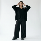  AKH Fashion Hose in gerader Form, aus Materialmix, 1536.00225, Schwarz, Ausgefallen