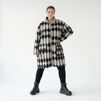  AKH Fashion Mantel in gerader Form, aus Materialmix, 1538.06656, Ecru/Schwarz, Raute