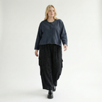  AKH Fashion Jacke in gerundeter Form, aus Baumwolle, 1539.00130, Azurblau, Punkte, Schick