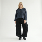  AKH Fashion Jacke in gerundeter Form, aus Baumwolle, 1539.00130, Azurblau, Punkte, Schick