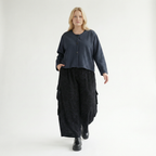  AKH Fashion Jacke in gerundeter Form, aus Baumwolle, 1539.00130, Azurblau, Punkte, Schick