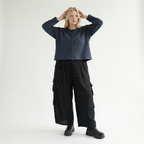  AKH Fashion Jacke in gerundeter Form, aus Baumwolle, 1539.00130, Azurblau, Punkte, Schick