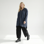  A-Form Jacke von AKH Fashion aus Baumwolle, 1539.02030, Azurblau, Punkte, Ausgefallen