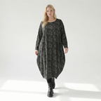  Ballonkleid von AKH Fashion aus Materialmix, 1541.01926, Grau/Schwarz, Reptil, Schick