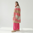  AKH Fashion Mantel in gerader Form, aus Polyester, 1543.06656, Sand/Fuchsia, TwoTone