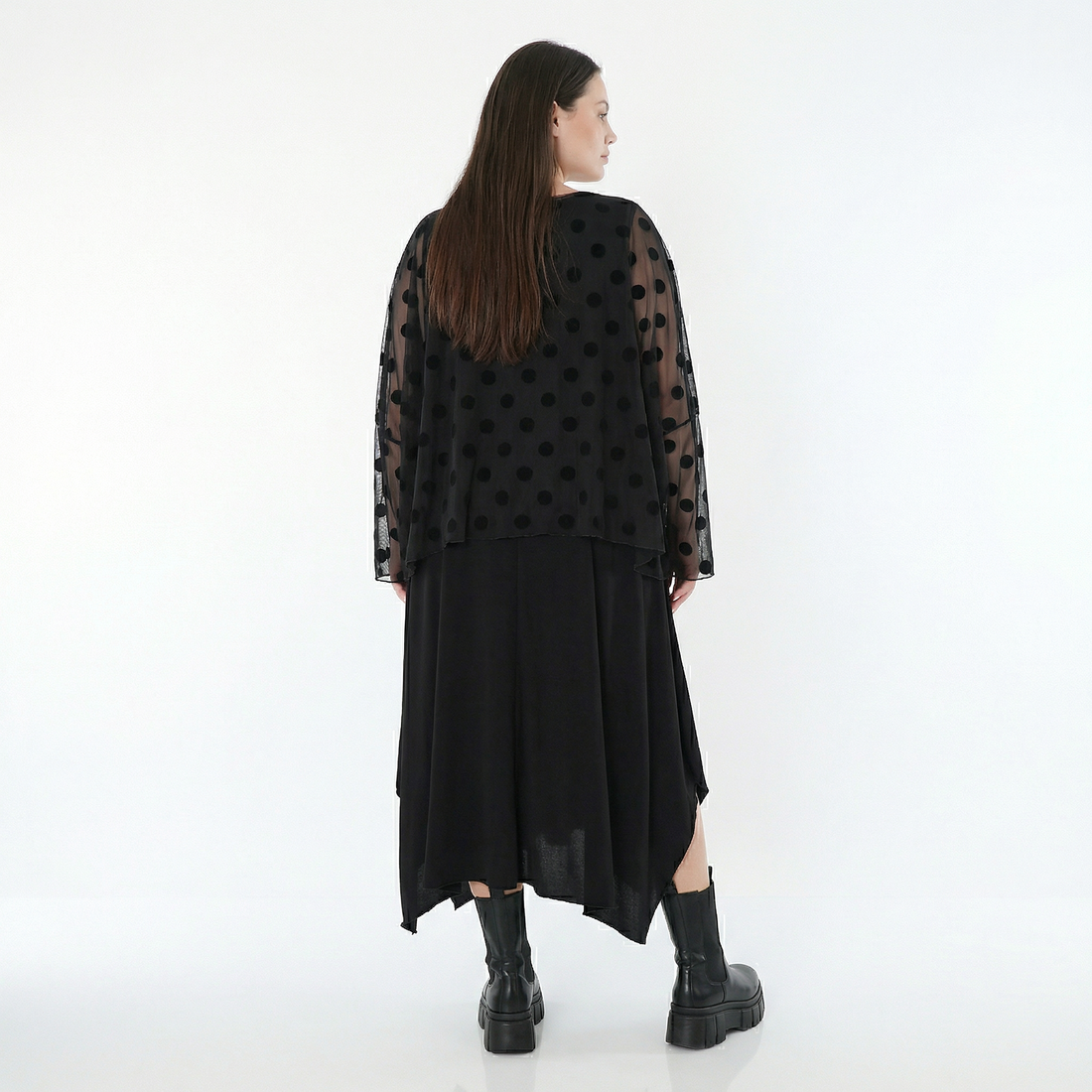  AKH Fashion Überwurf in kastiger Form, aus Polyester, 1544.06048, Schwarz, Punkte, Schick