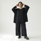  A-Form Bigshirt von AKH Fashion aus Viskose, 1545.00593, Schwarz/Blau, Kringel, Ausgefallen