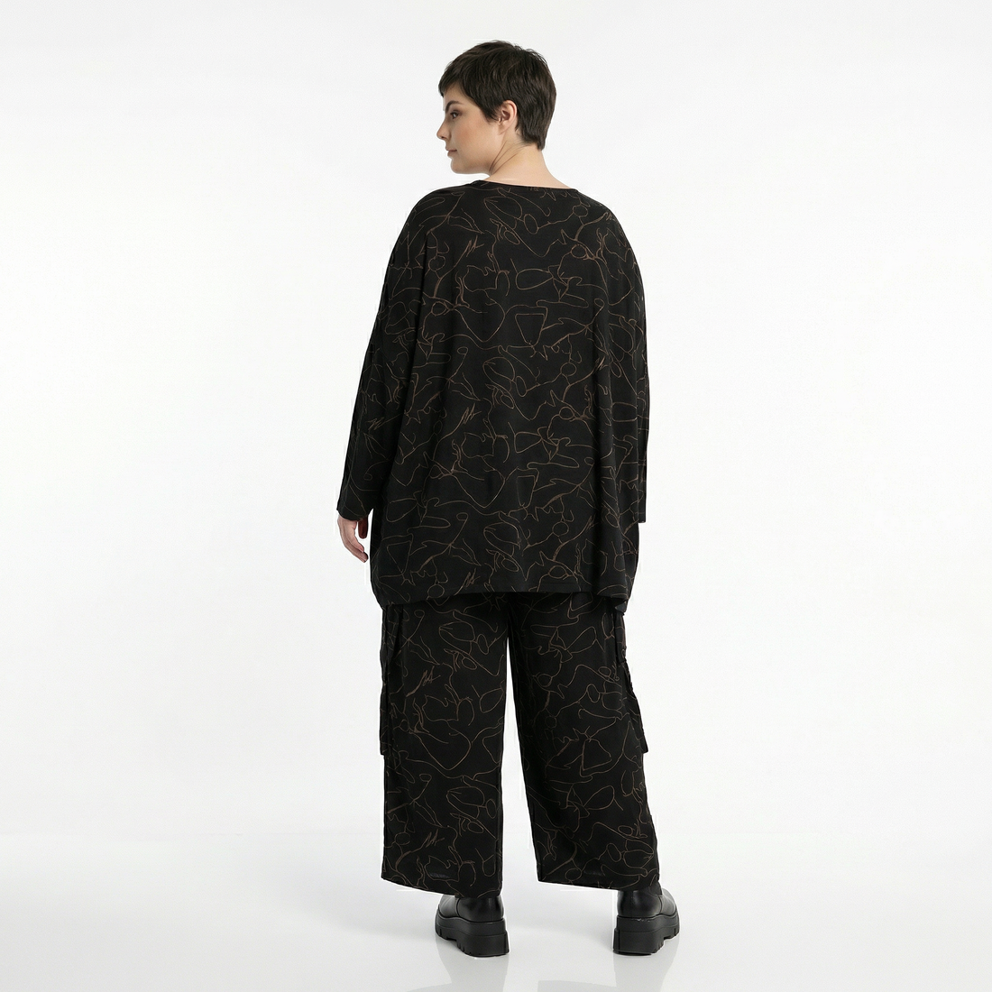  Ballonhose von AKH Fashion aus Viskose, 1545.07125, Schwarz/Braun, Kringel, Ausgefallen