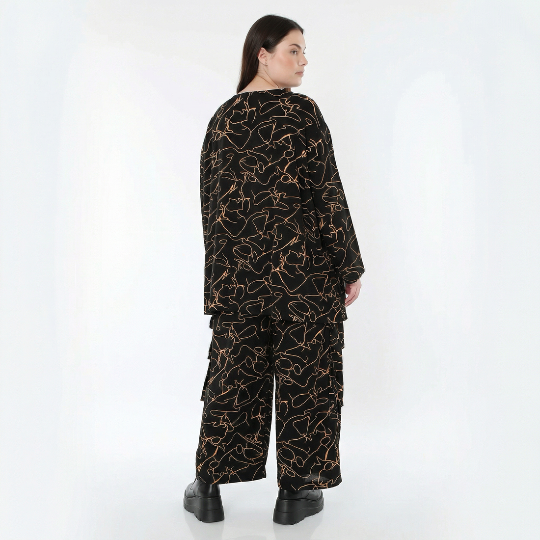  Ballonhose von AKH Fashion aus Viskose, 1545.07125, Schwarz/Orange, Kringel, Ausgefallen