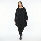 A-Form Bigshirt von AKH Fashion aus Viskose, 1545.07138, Schwarz/Blau, Kringel, Ausgefallen