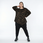  A-Form Bigshirt von AKH Fashion aus Viskose, 1545.07138, Schwarz/Orange, Kringel, Schick