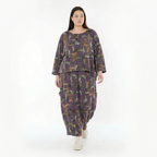  AKH Fashion Überwurf in kastiger Form, aus Materialmix, 1548.03018, Violett/Multi, Schick