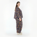  AKH Fashion Überwurf in kastiger Form, aus Materialmix, 1548.03018, Violett/Multi, Schick