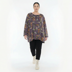  A-Form Bigshirt von AKH Fashion aus Materialmix, 1548.00593, Violett/Multi, Abstrakt, Schick