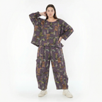  Ballonhose von AKH Fashion aus Materialmix, 1548.08069, Violett/Multi, Abstrakt, Schick