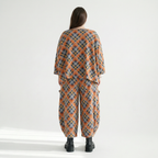  Ballonhose von AKH Fashion aus Materialmix, 1549.08069, Orange/Blau/Grau, Kariert, Schick