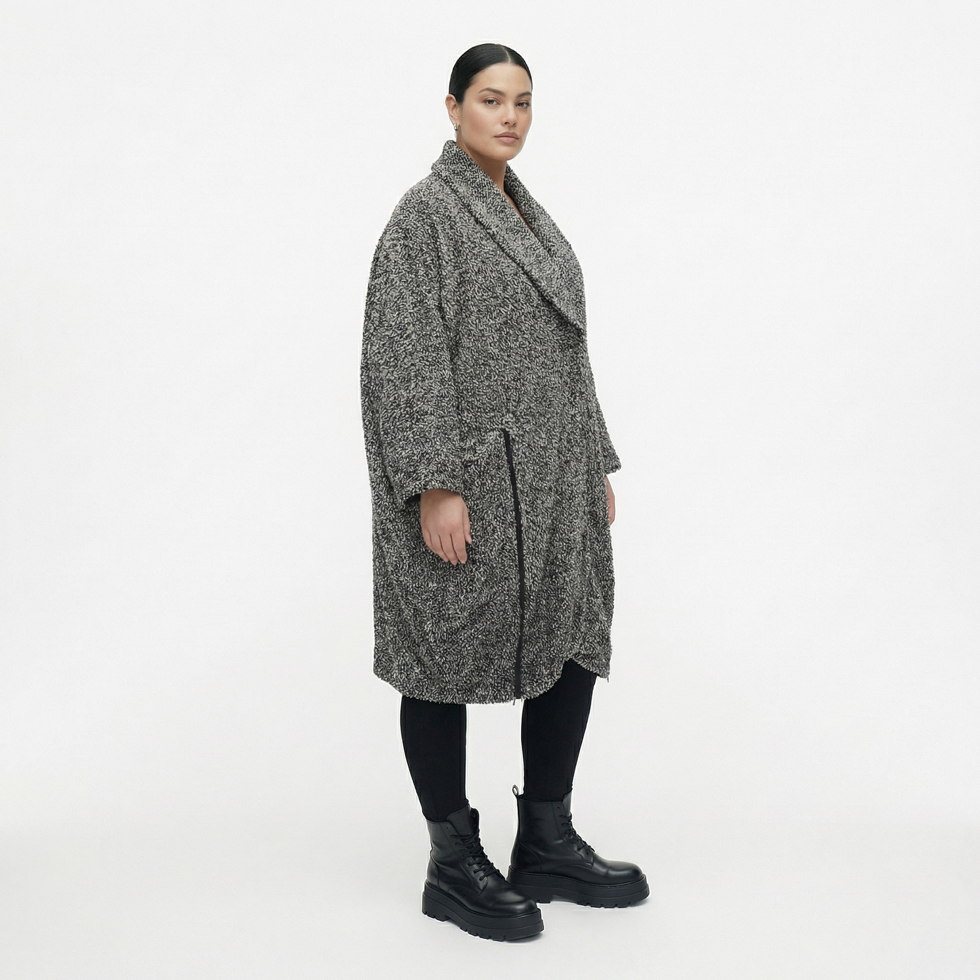  Ballonmantel von AKH Fashion aus Materialmix, 1551.07164, Schwarz/Weiß, Meliert, Schick