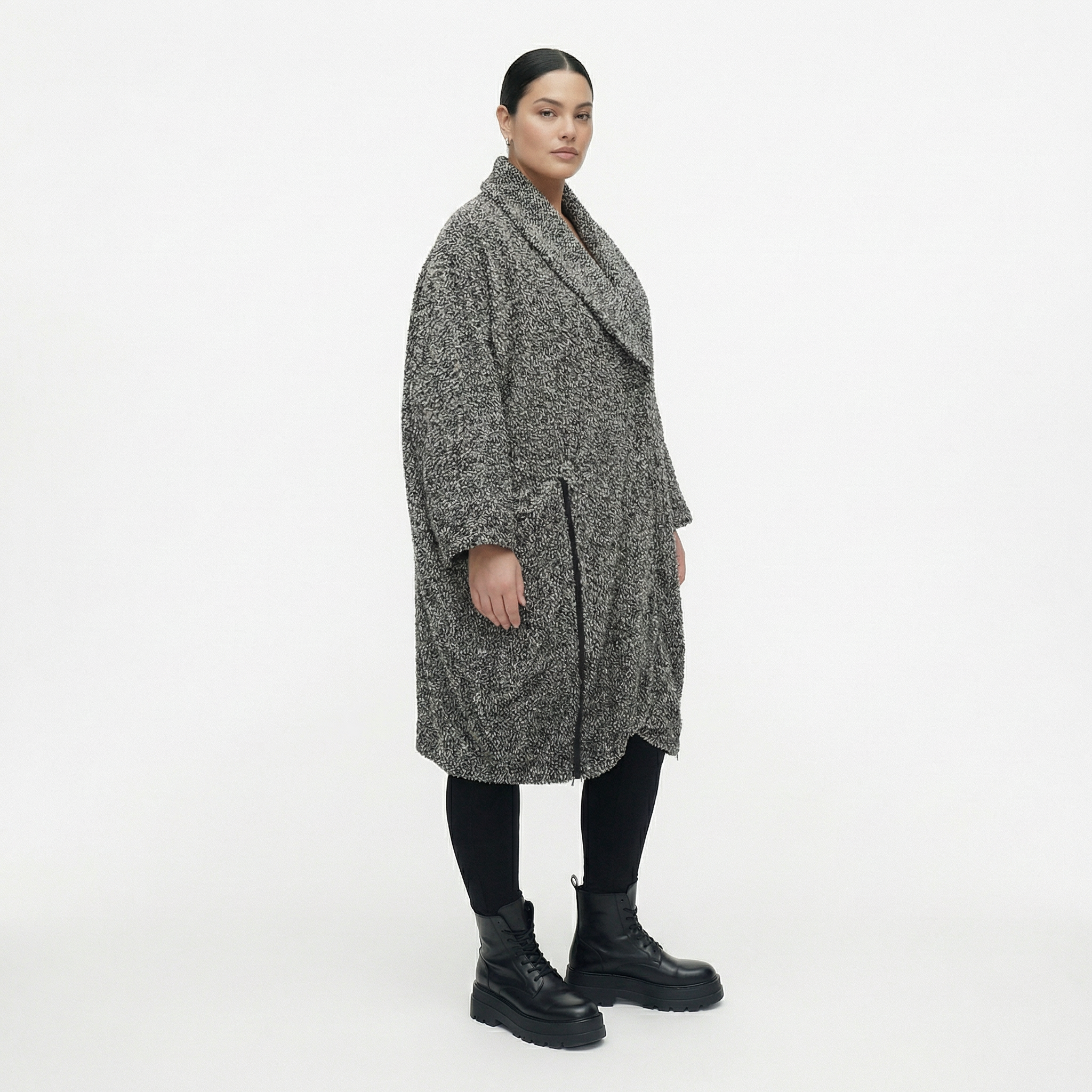  Ballonmantel von AKH Fashion aus Materialmix, 1551.07164, Schwarz/Weiß, Meliert, Schick