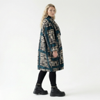  Ballonmantel von AKH Fashion aus Materialmix, 1553.07164, Schwarz/Ecru/Petrol, Kariert