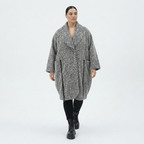  Ballonmantel von AKH Fashion aus Materialmix, 1554.07164, Grau/Blau, Kariert, Ausgefallen
