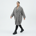  Ballonmantel von AKH Fashion aus Materialmix, 1554.07164, Grau/Blau, Kariert, Ausgefallen