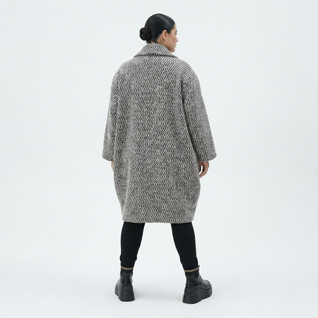  Ballonmantel von AKH Fashion aus Materialmix, 1554.07164, Grau/Blau, Kariert, Ausgefallen