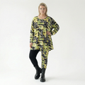  A-Form Bigshirt von AKH Fashion aus Viskose, 1556.03371, Gelb/Multi, Abstrakt, Ausgefallen