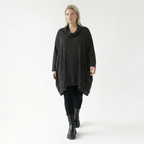  A-Form Bigshirt von AKH Fashion aus Viskose, 1557.03371, Schwarz/Weiß, Punkte, Ausgefallen