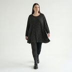  AKH Fashion Shirt in Glocken-Form, aus Viskose, 1558.01892, Schwarz/Weiß, Punkte, Schick