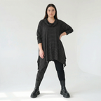  A-Form Bigshirt von AKH Fashion aus Viskose, 1558.03371, Schwarz/Weiß, Punkte, Ausgefallen