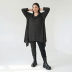  A-Form Bigshirt von AKH Fashion aus Viskose, 1558.03371, Schwarz/Weiß, Punkte, Ausgefallen