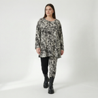  AKH Fashion Shirt in Glocken-Form, aus Viskose, 1559.01892, Schwarz/Weiß, Abstrakt, Schick