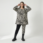  AKH Fashion Shirt in Glocken-Form, aus Viskose, 1559.01892, Schwarz/Weiß, Abstrakt, Schick