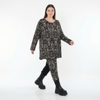  AKH Fashion Shirt in Glocken-Form, aus Viskose, 1560.01892, Schwarz/Weiß, Abstrakt, Schick
