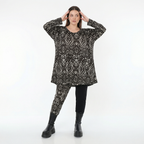  AKH Fashion Shirt in Glocken-Form, aus Viskose, 1560.01892, Schwarz/Weiß, Abstrakt, Schick