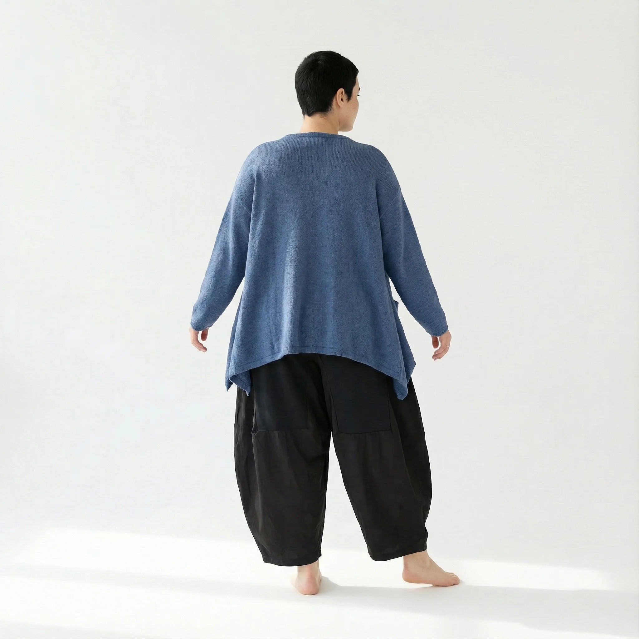 A-Form Jacke von AKH Fashion aus Viskose, 1537.00118, Azurblau, Meliert, Ausgefallen