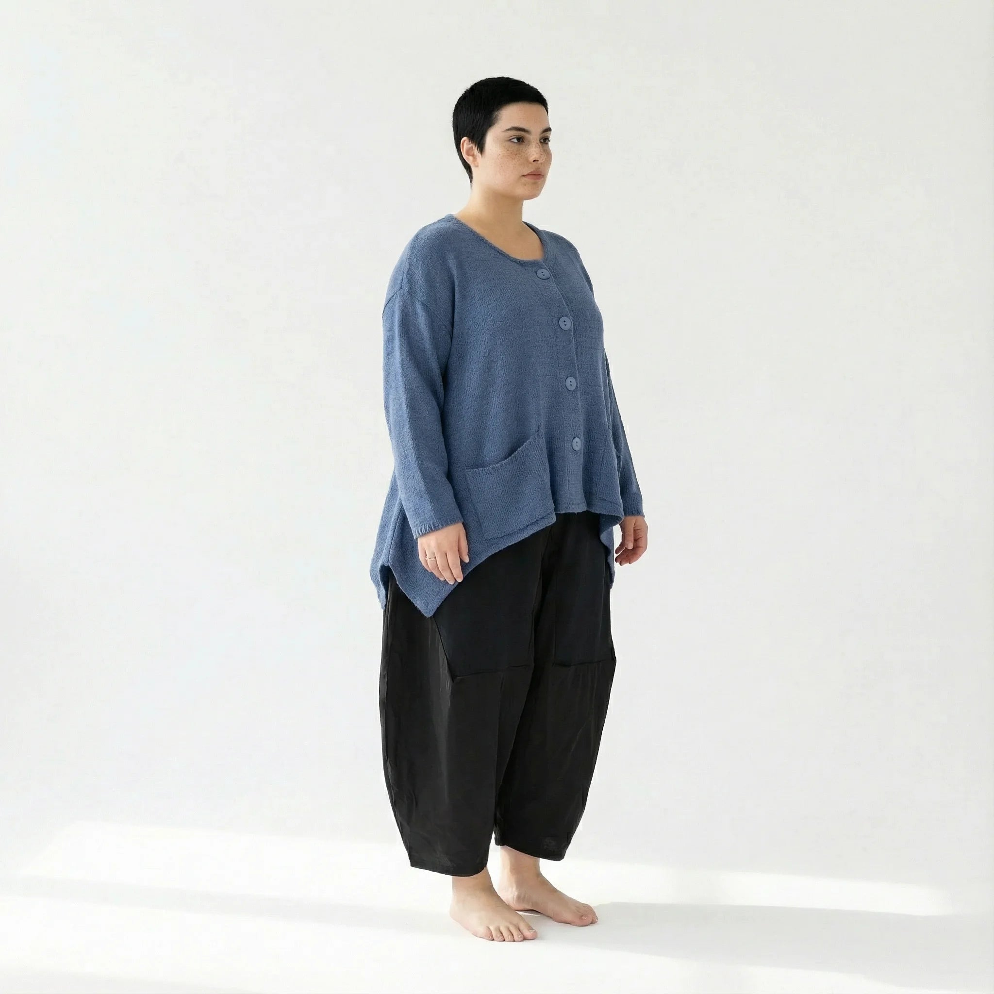 A-Form Jacke von AKH Fashion aus Viskose, 1537.00118, Azurblau, Meliert, Ausgefallen