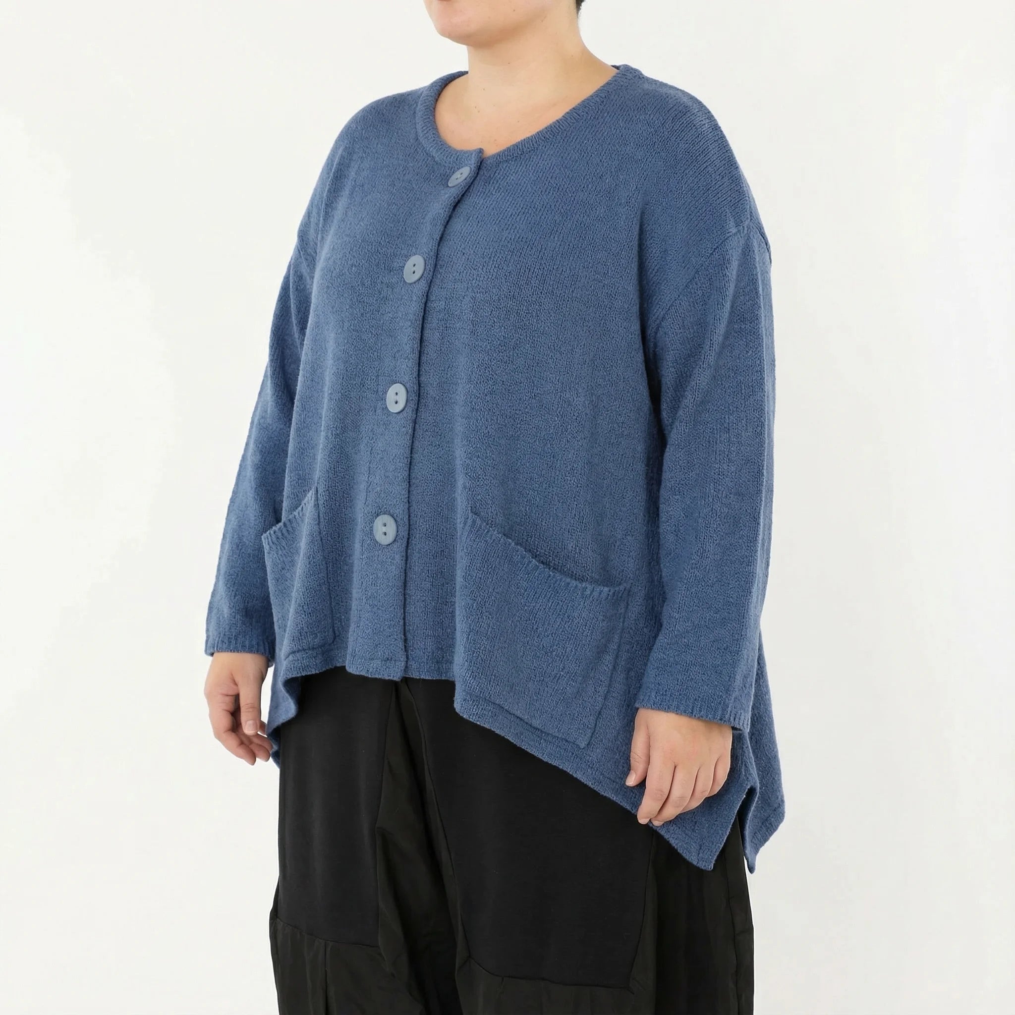 A-Form Jacke von AKH Fashion aus Viskose, 1537.00118, Azurblau, Meliert, Ausgefallen