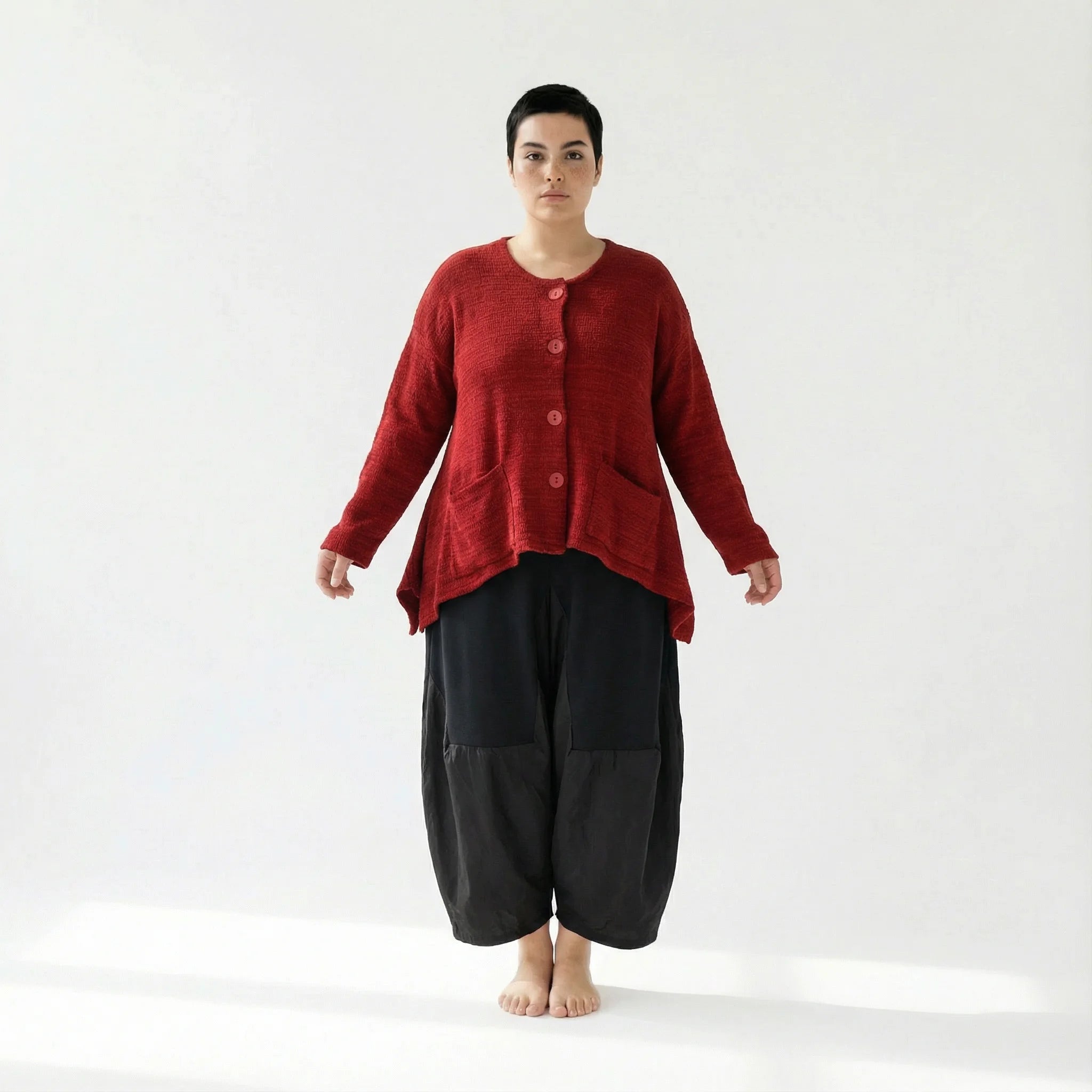 A-Form Jacke von AKH Fashion aus Viskose, 1537.00118, Bourdeaux, Meliert, Ausgefallen