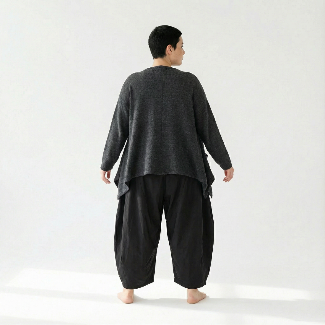 A-Form Jacke von AKH Fashion aus Viskose, 1537.00118, Dunkelgrau, Meliert, Ausgefallen