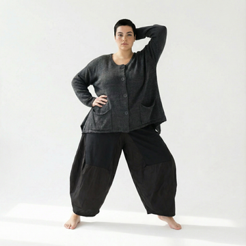 A-Form Jacke von AKH Fashion aus Viskose, 1537.00118, Dunkelgrau, Meliert, Ausgefallen