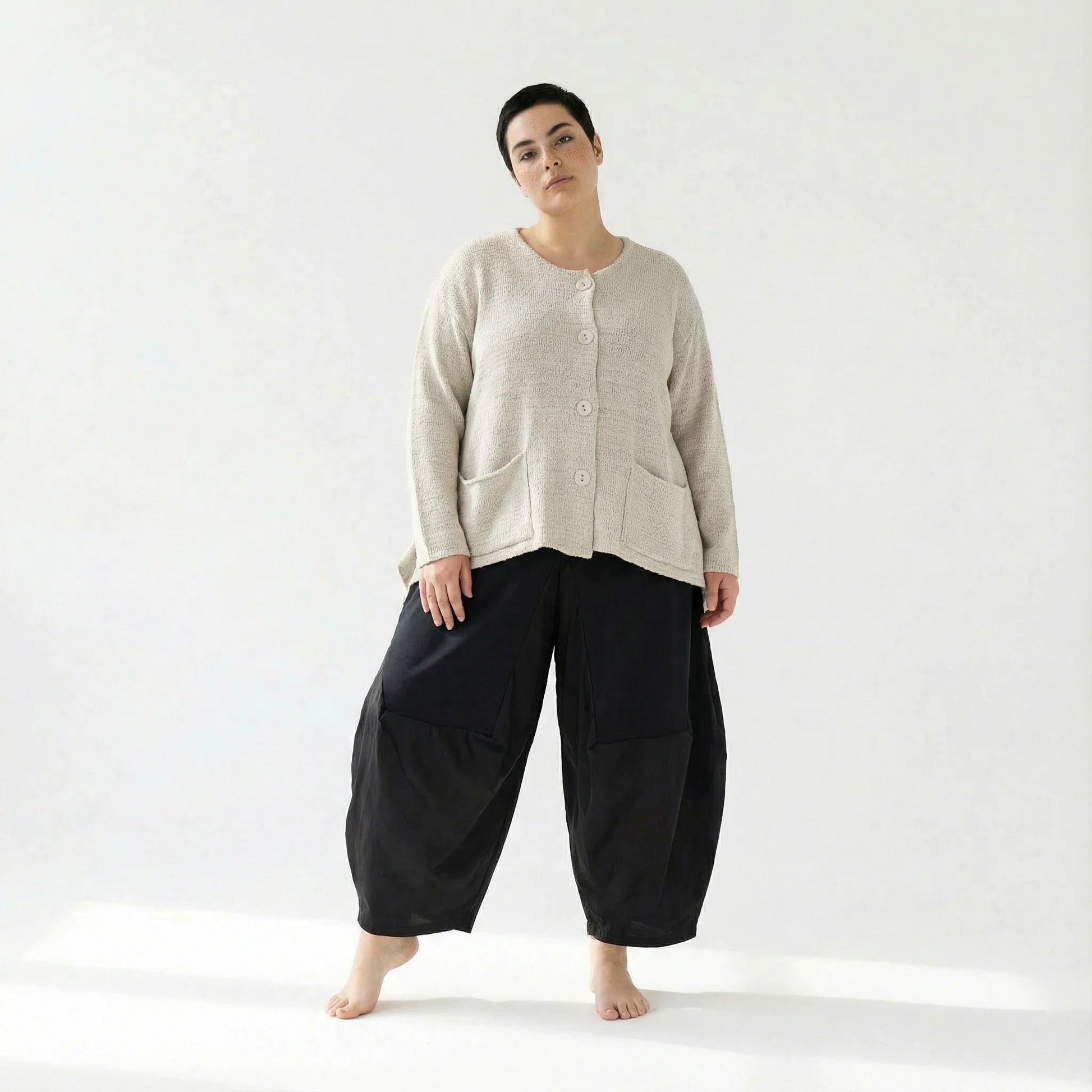  A-Form Jacke von AKH Fashion aus Viskose, 1537.00118, Ecru, Meliert, Ausgefallen, Zeitlos