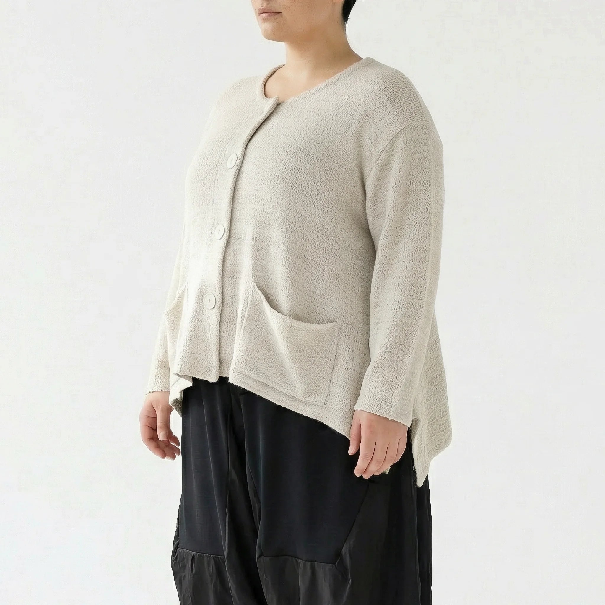  A-Form Jacke von AKH Fashion aus Viskose, 1537.00118, Ecru, Meliert, Ausgefallen, Zeitlos