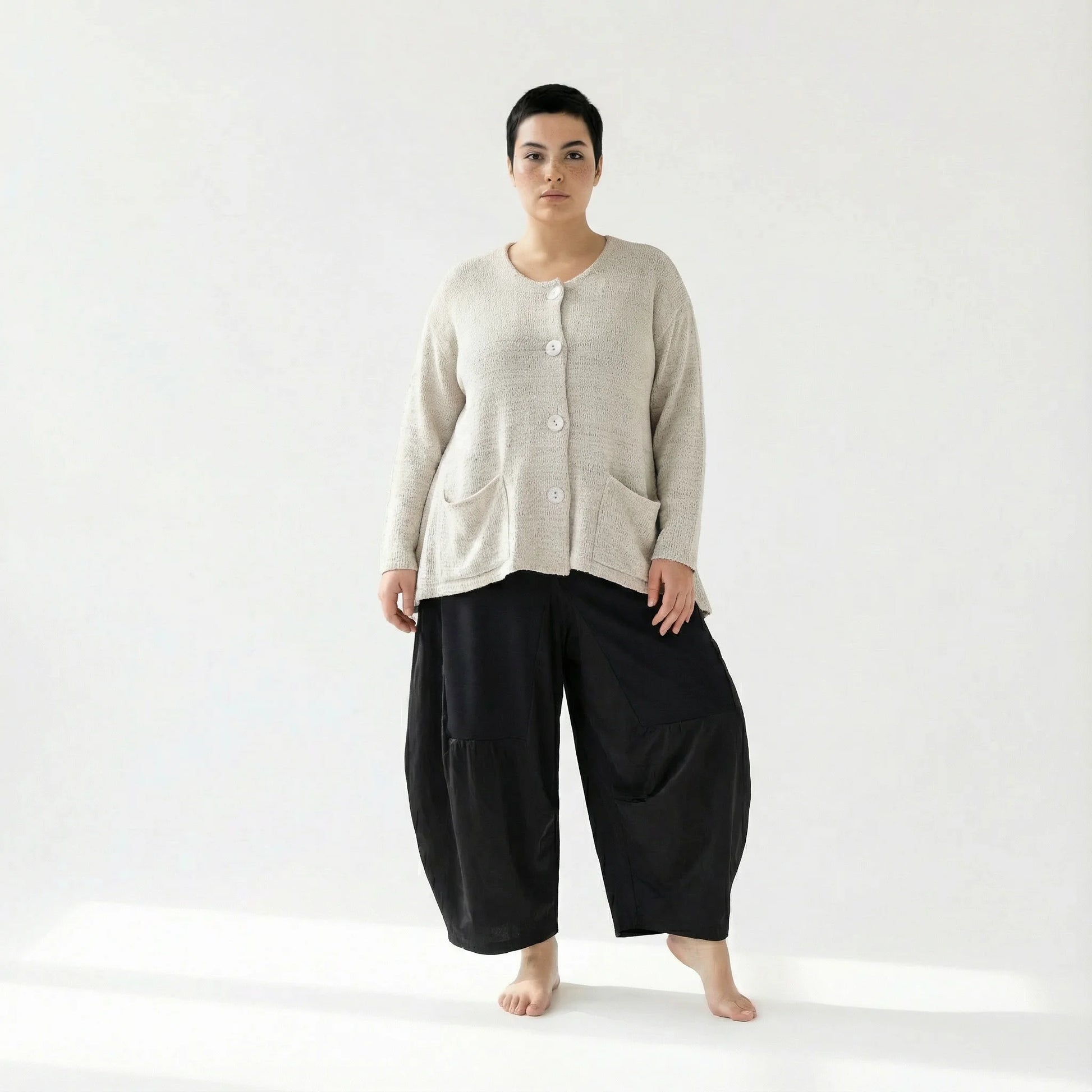  A-Form Jacke von AKH Fashion aus Viskose, 1537.00118, Ecru, Meliert, Ausgefallen, Zeitlos