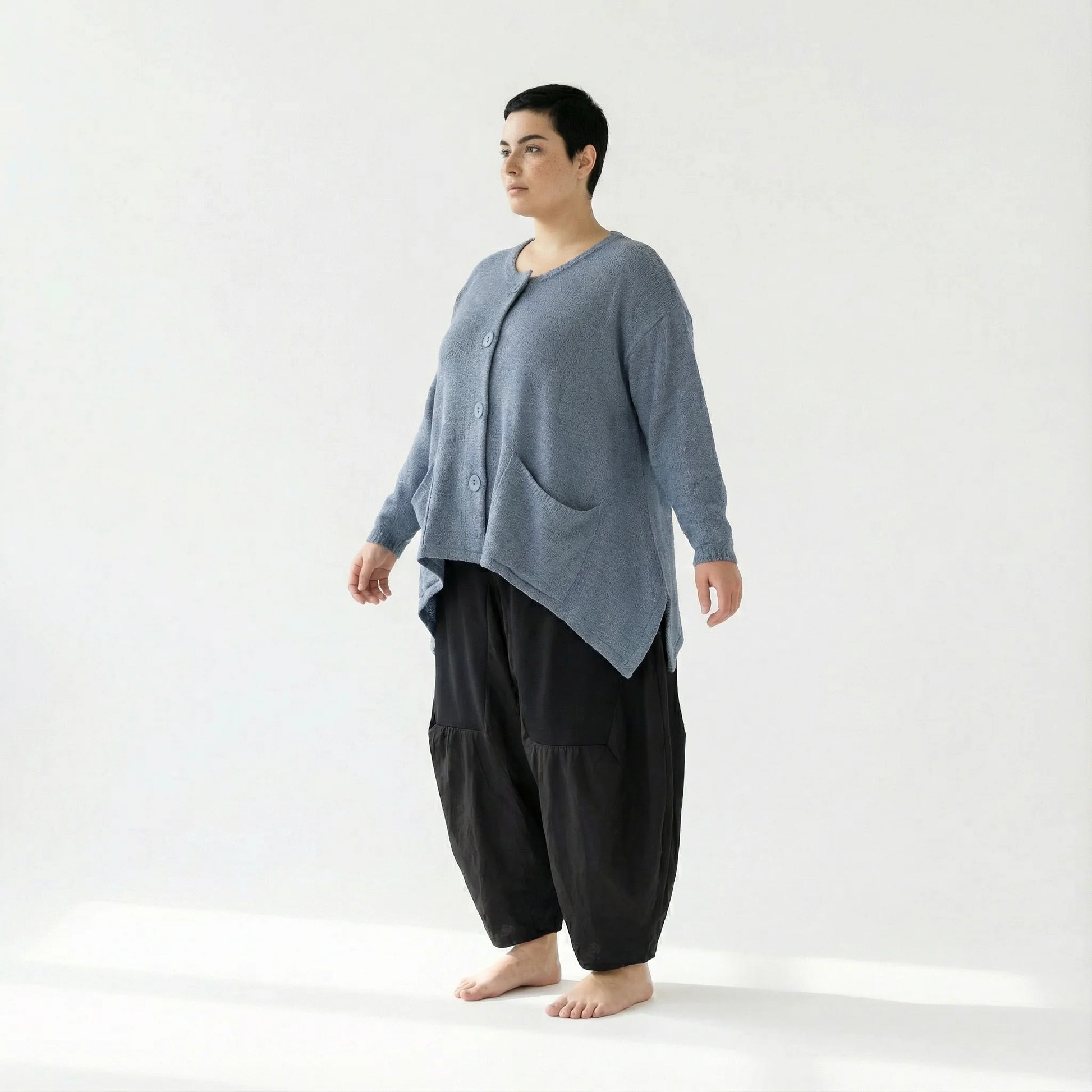  A-Form Jacke von AKH Fashion aus Viskose, 1537.00118, Himmelblau, Meliert, Ausgefallen